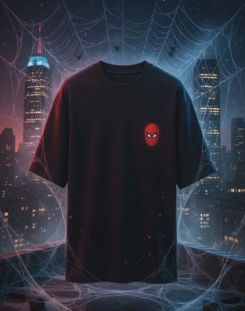 Midnight Spider Embroidered Tee Oversized