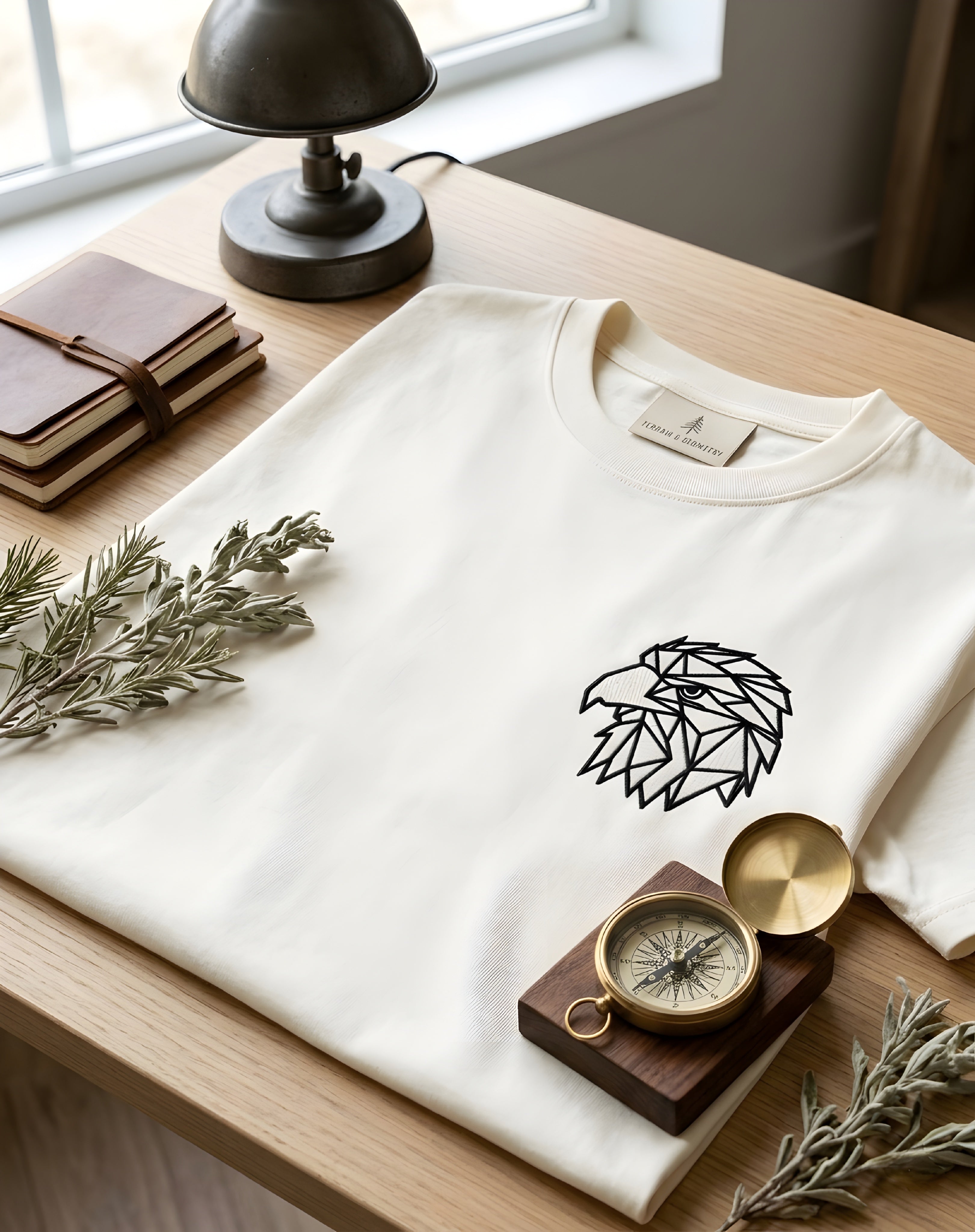 Geometric Eagle Embroidery Clasic Tee Unisex