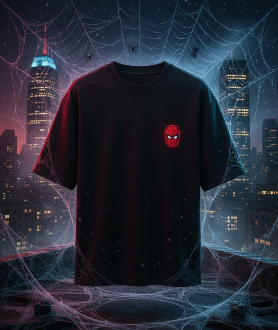 Midnight Spider Embroidered Tee Oversized