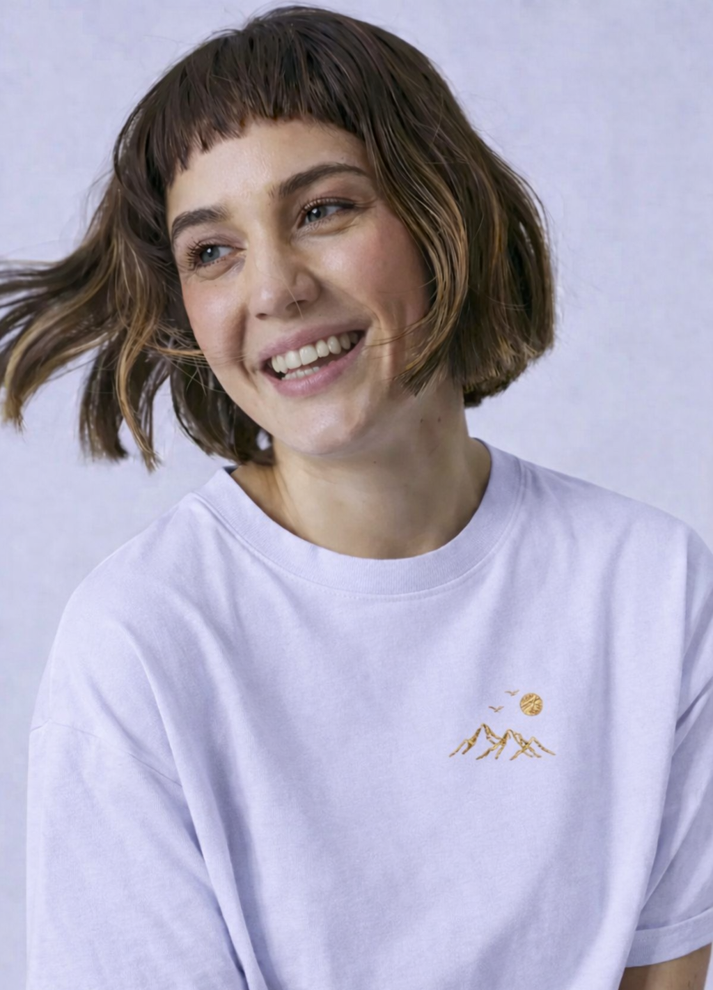 Midnight Mountain Embroidery Tee Unisex Oversized Fit