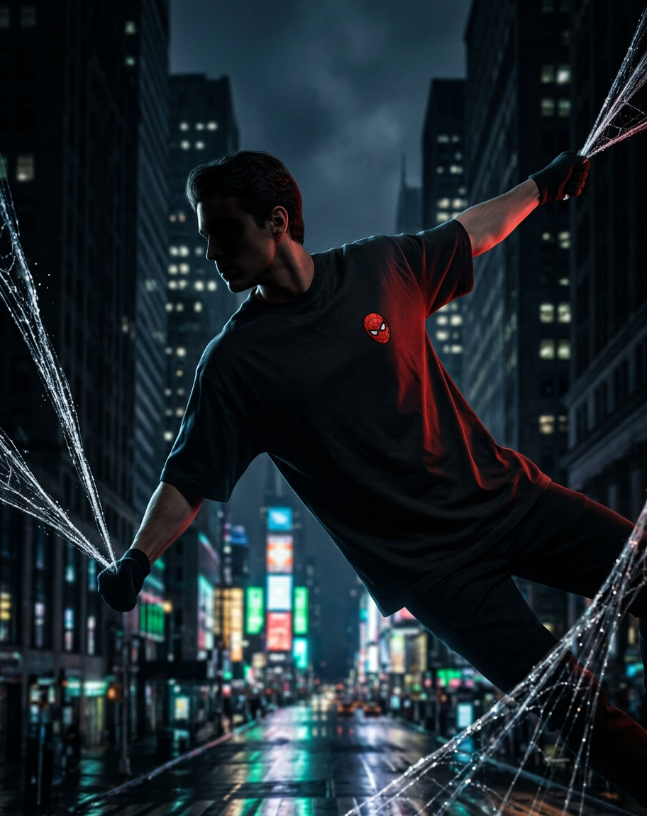 Midnight Spider Embroidered Tee Oversized