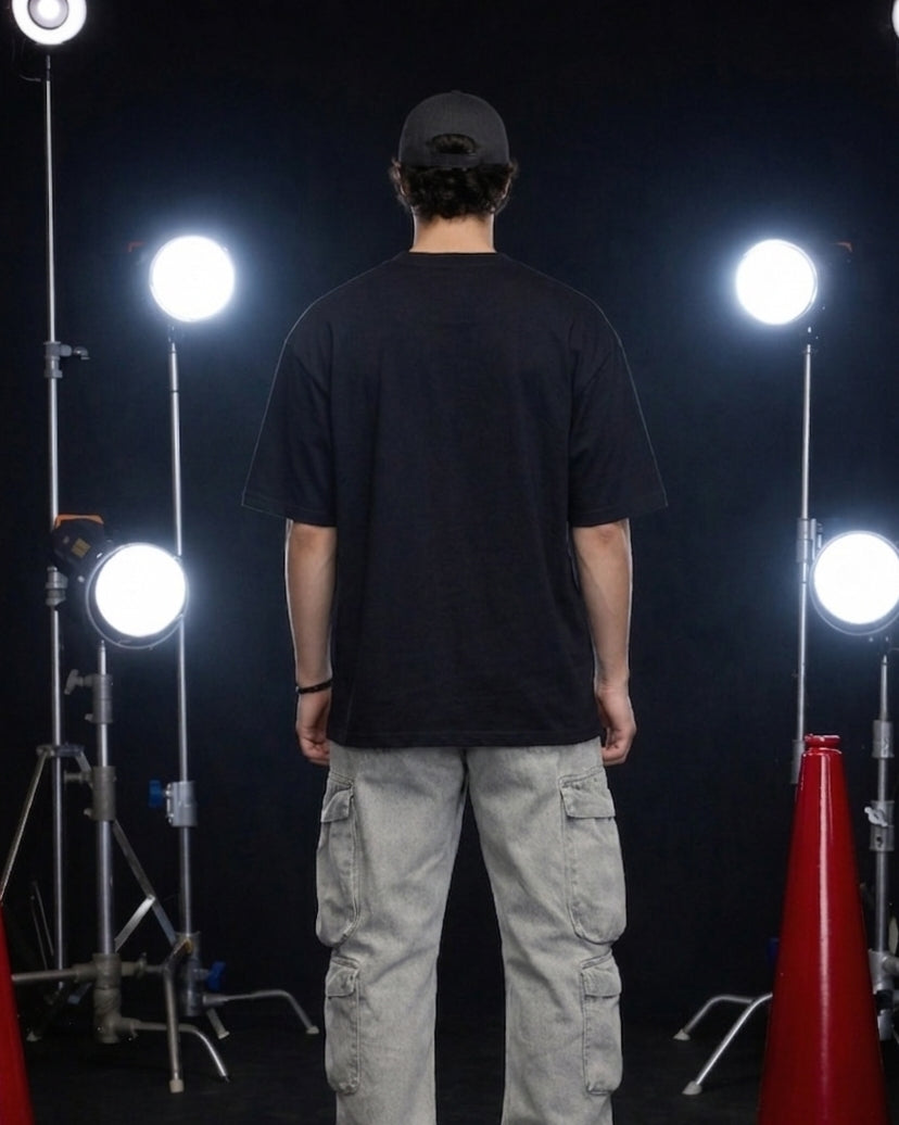Minimal Mountain Embroidery Tee Oversized Fit